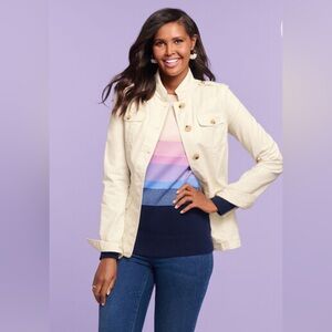 ✅ Talbots Military-Inspired Jacket NWT | Off-White, Utility, Spring Layer S:PL